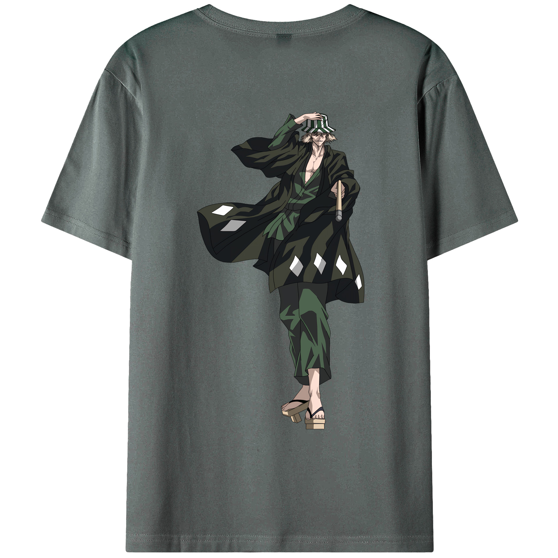 （画像用） "ブリーチ 浦原 喜助（うらはら きすけ） BLEACH Urahara Kisuke " 綿100％ メンズ半袖Tシャツ（バックプリント） 通気性